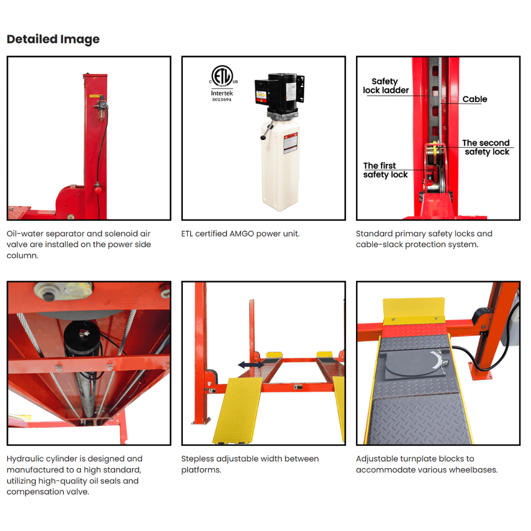 AMGO PRO-12A Alignment Four Post Lift – 12,000-lb Capacity