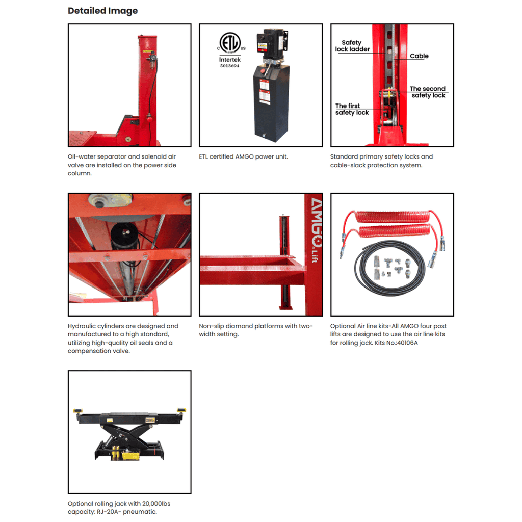 AMGO PRO-30 Super-Duty Four Post Lift – 30,000-lb Capacity