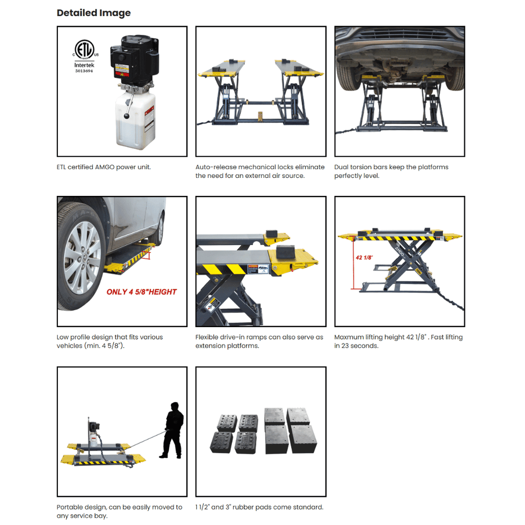 AMGO MRL07 Portable Mid-Rise Scissors Lift – 7,000-lb Capacity