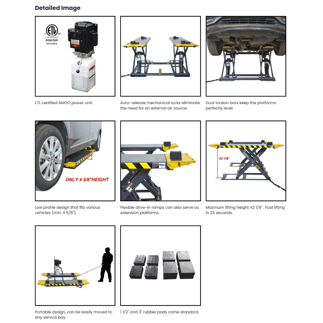 AMGO MRL07 Portable Mid-Rise Scissors Lift – 7,000-lb Capacity
