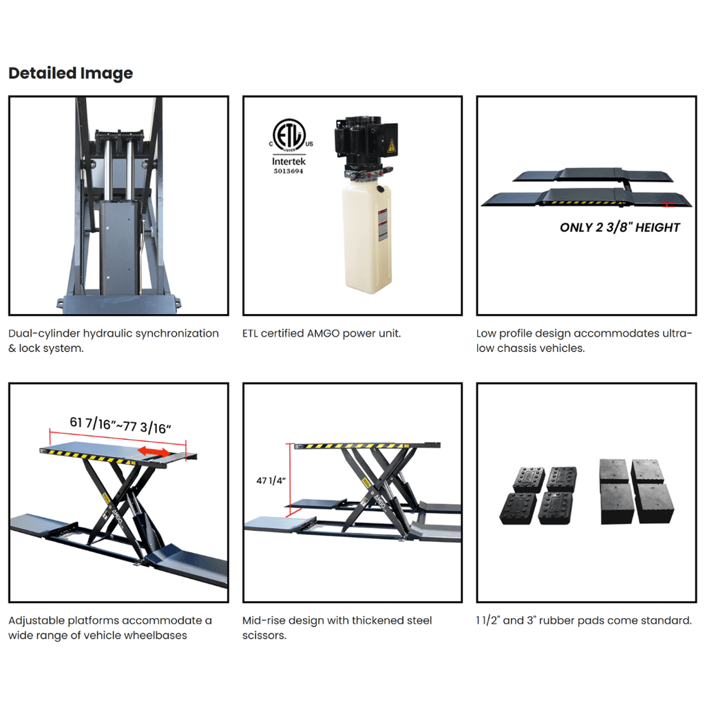 AMGO MRL09 Mid-Rise Scissors Lift – 9,000-lb Capacity