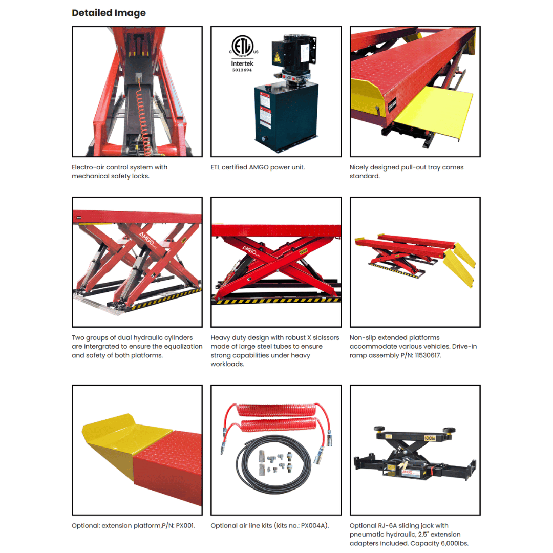 AMGO AX-12 Full-Rise General Service Scissors Lift – 12,000-lb Capacity