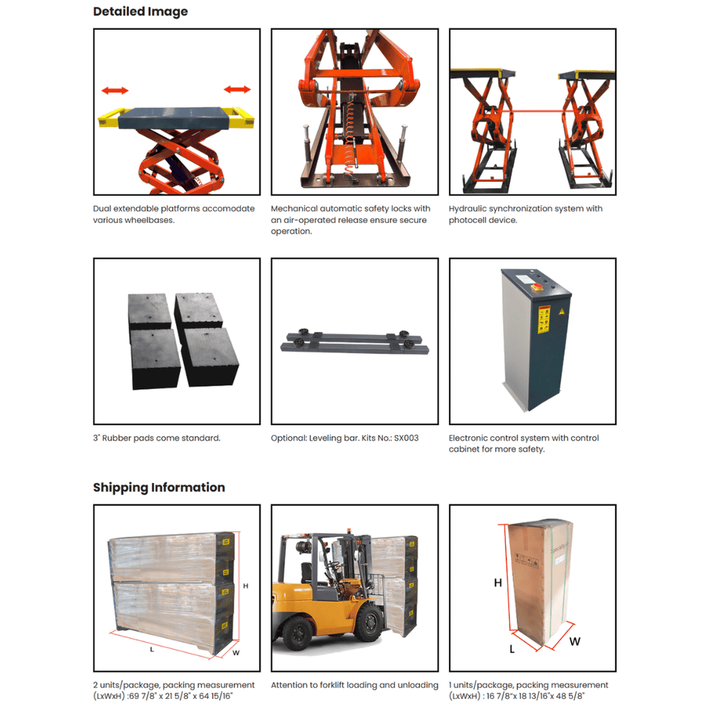 AMGO XL-10F Flush-Mount Full-Rise Scissors Lift – 10,000-lb Capacity