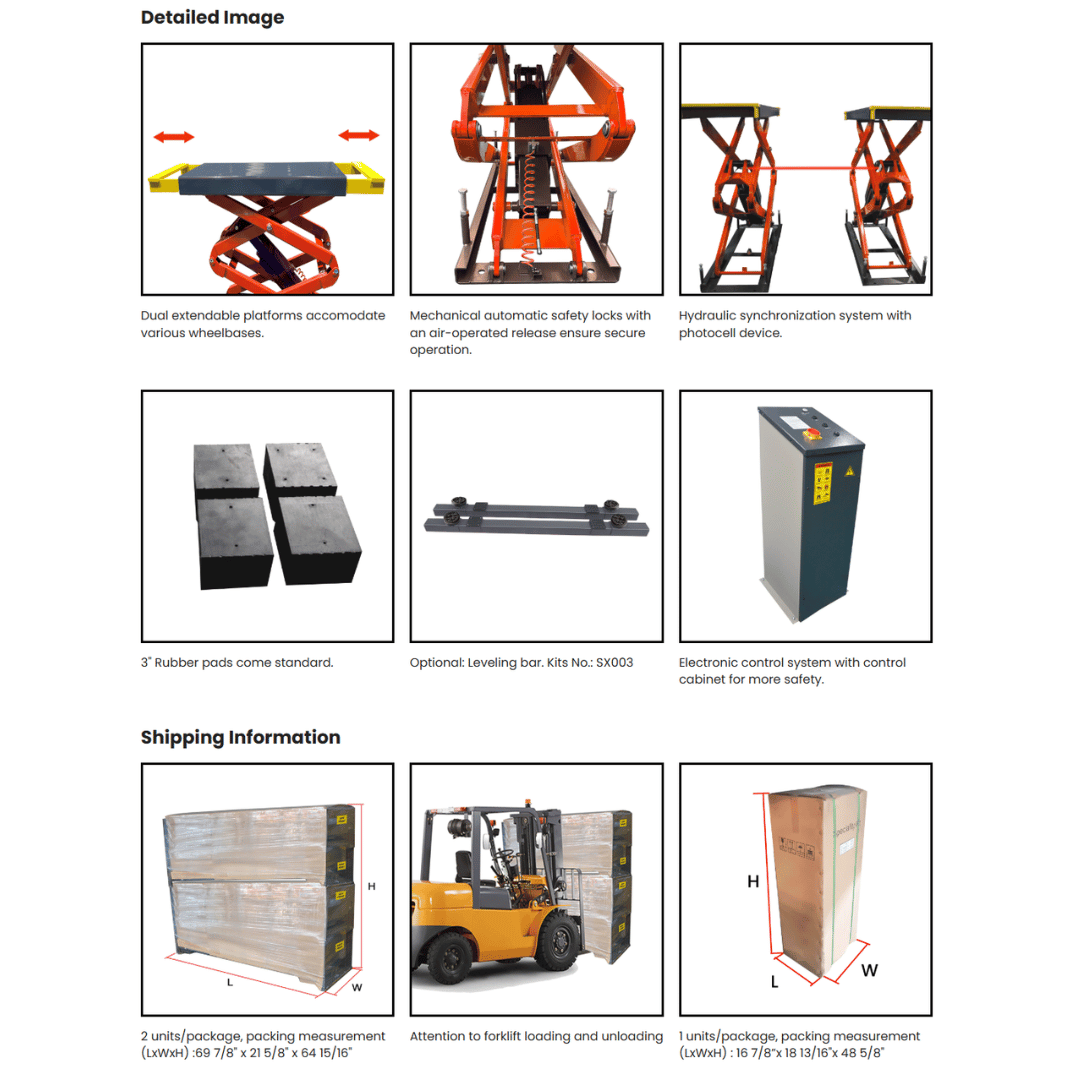 AMGO XL-10F Flush-Mount Full-Rise Scissors Lift – 10,000-lb Capacity