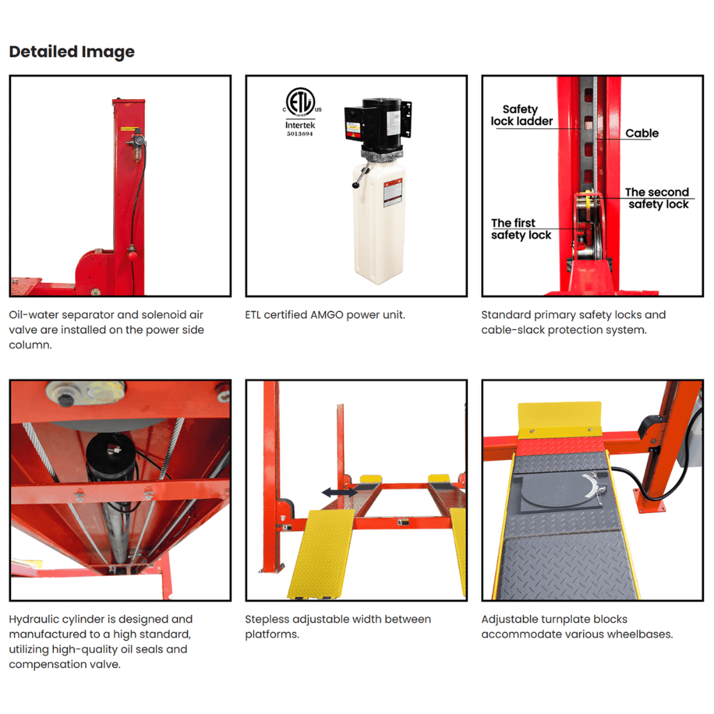 AMGO PRO-12ASX Extra-Wide Alignment Four Post Lift – 12,000-lb Capacity