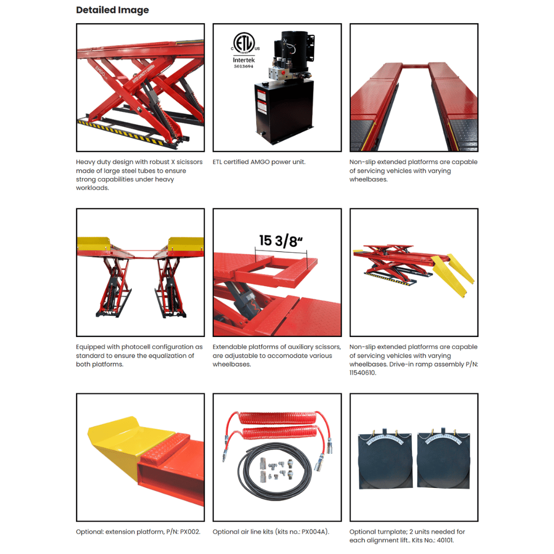 AMGO DX-12A Double-Scissors Alignment Lift – 12,000-lb Capacity