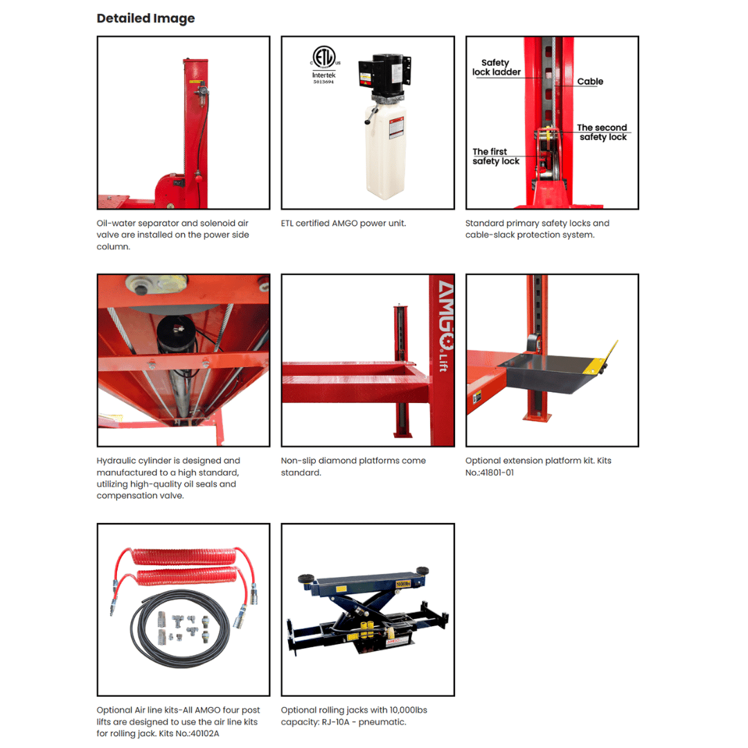 AMGO PRO-18 Heavy-Duty Four Post Lift – 18,000-lb Capacity