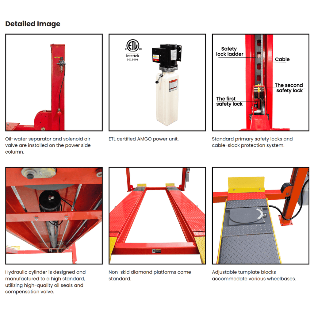 AMGO PRO-14A Alignment Four Post Lift – 14,000-lb Capacity