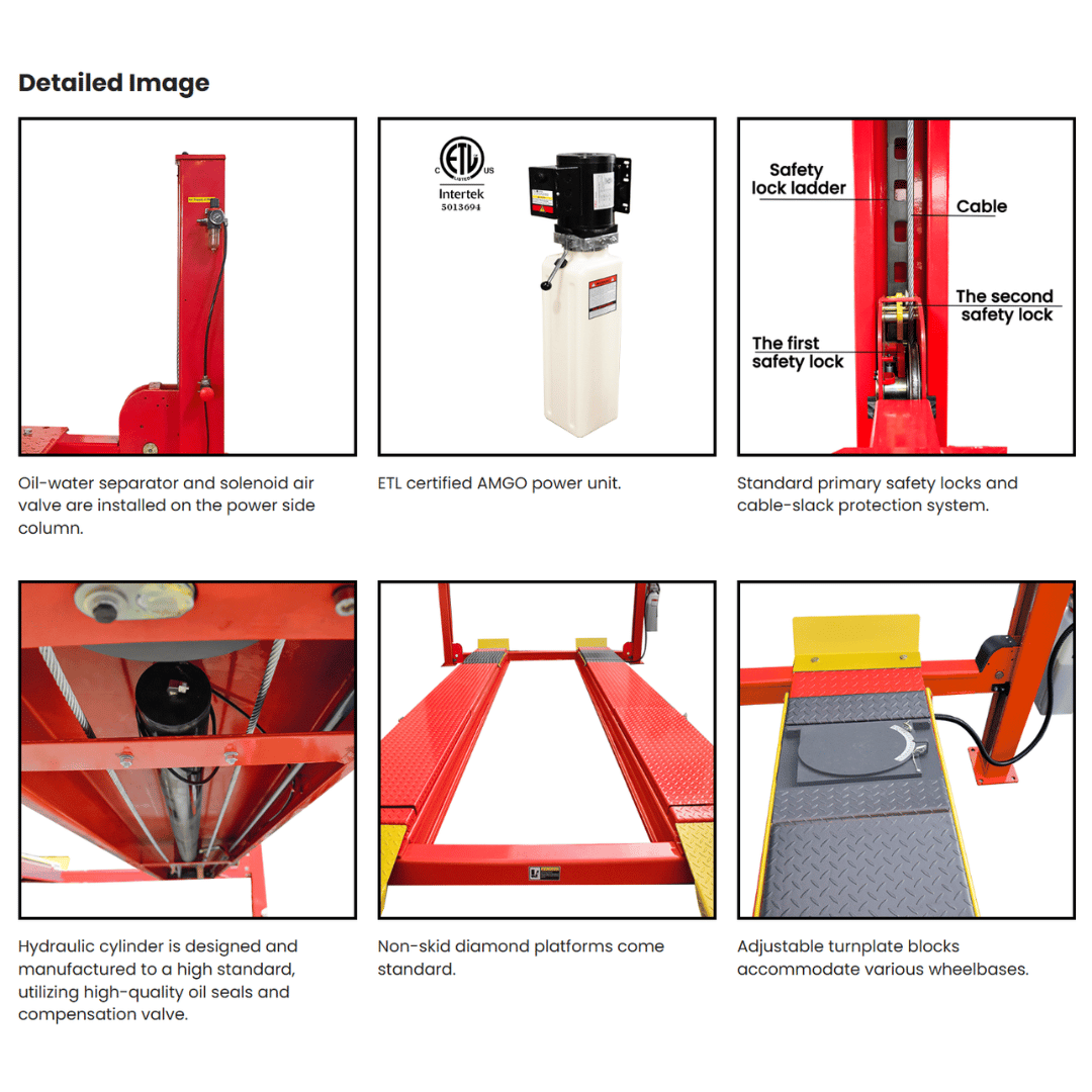 AMGO PRO-14A Alignment Four Post Lift – 14,000-lb Capacity