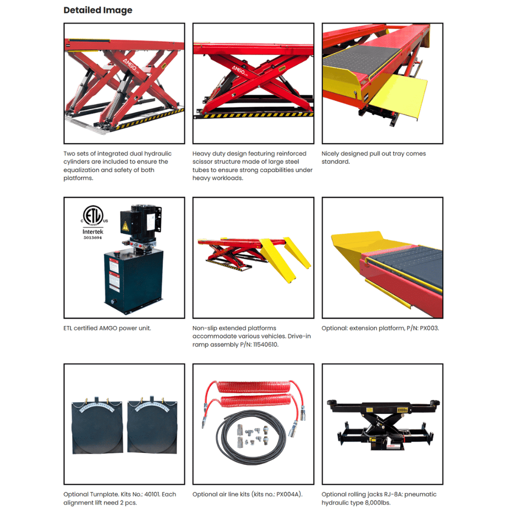 AMGO AX-16A Heavy-Duty Alignment Scissors Lift – 16,000-lb Capacity