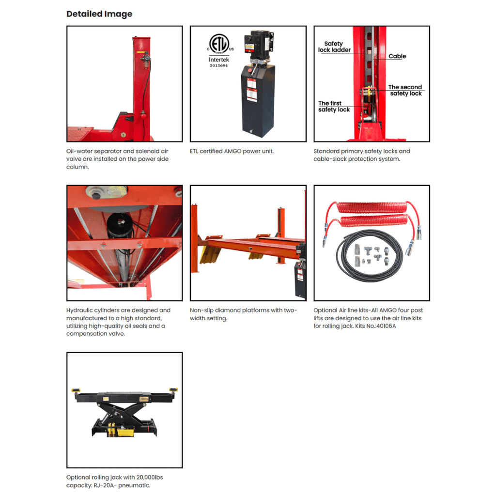 AMGO PRO-40 Super-Duty Four Post Lift – 40,000-lb Capacity
