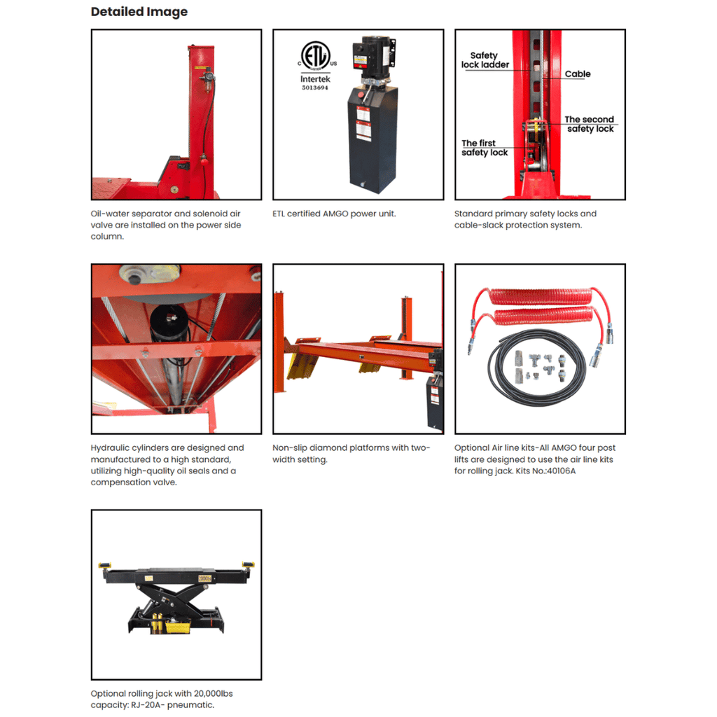 AMGO PRO-30E Extra-Long Super-Duty Four Post Lift – 30,000-lb Capacity