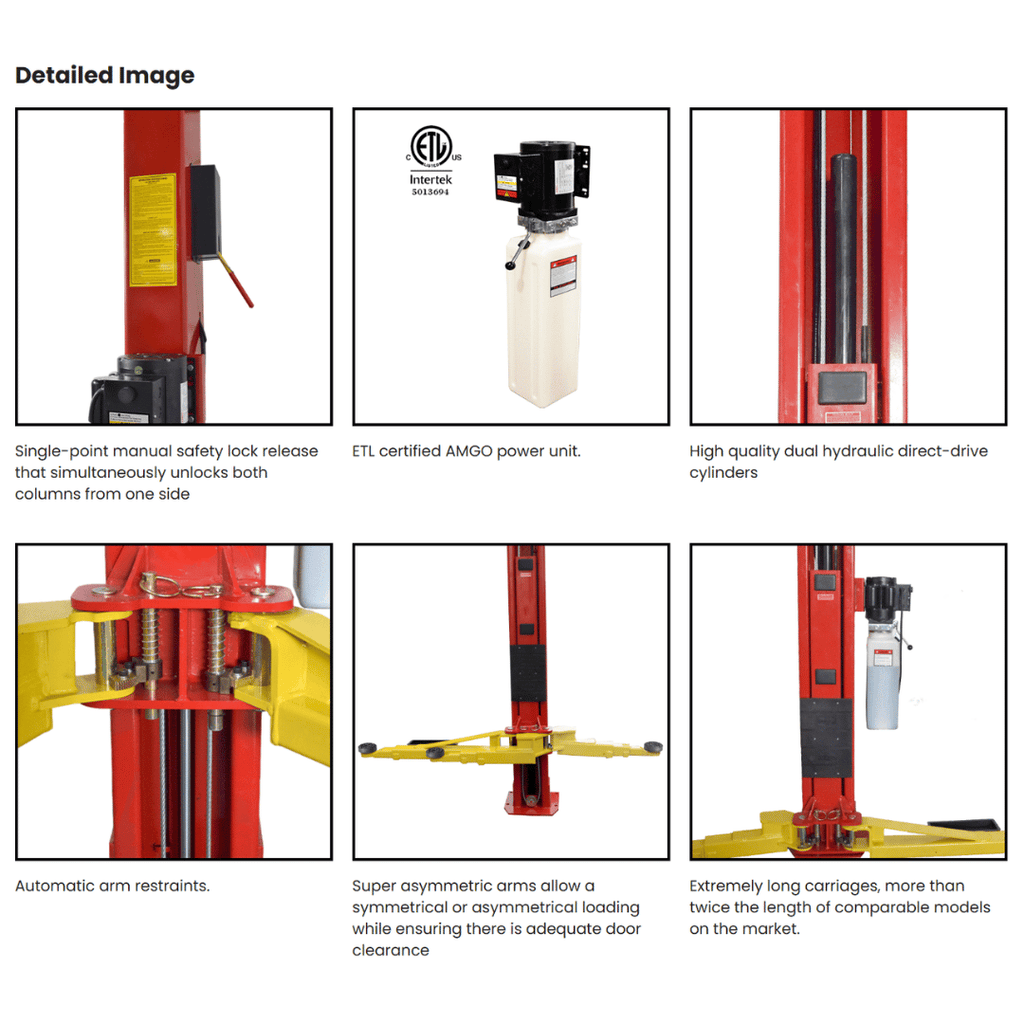 AMGO OHX-10 Clear-Floor Two Post Lift – 10,000-lb Capacity