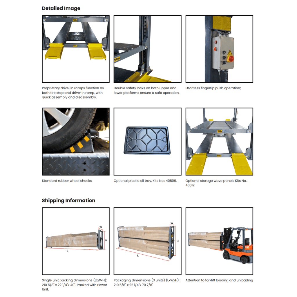 AMGO 4097X Triple Parking Lift – 7,000-lb Upper / 9,000-lb Lower Capacity