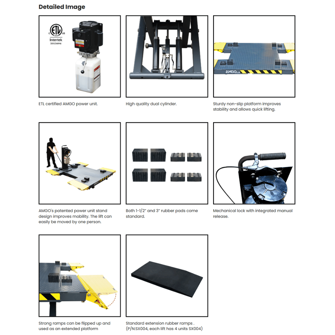 AMGO MRP06 Portable Mid-Rise Lift – 6,000-lb Capacity