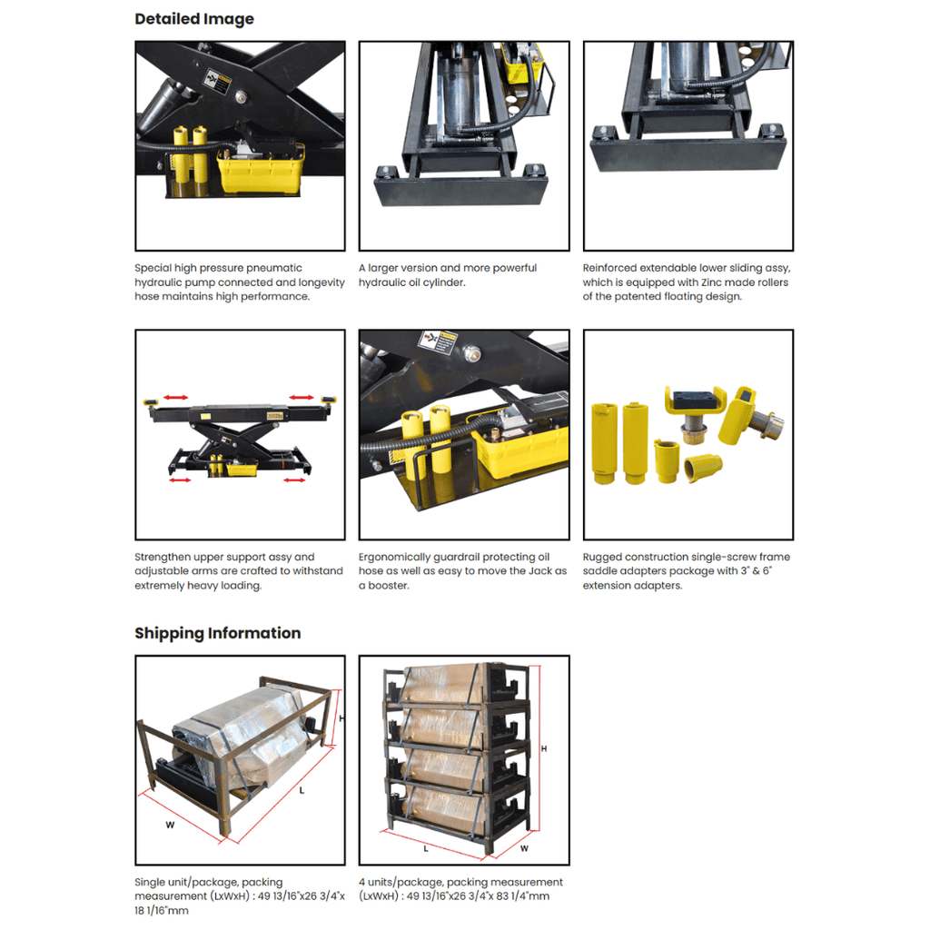 AMGO RJ-20A Pneumatic Rolling Jack – 20,000-lb Capacity