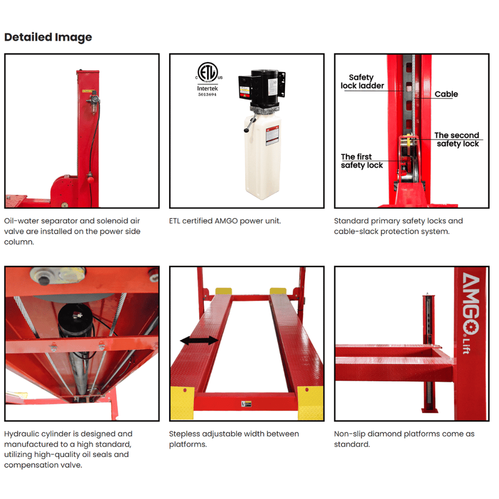AMGO PRO-12 Four Post General Service Lift – 12,000-lb Capacity