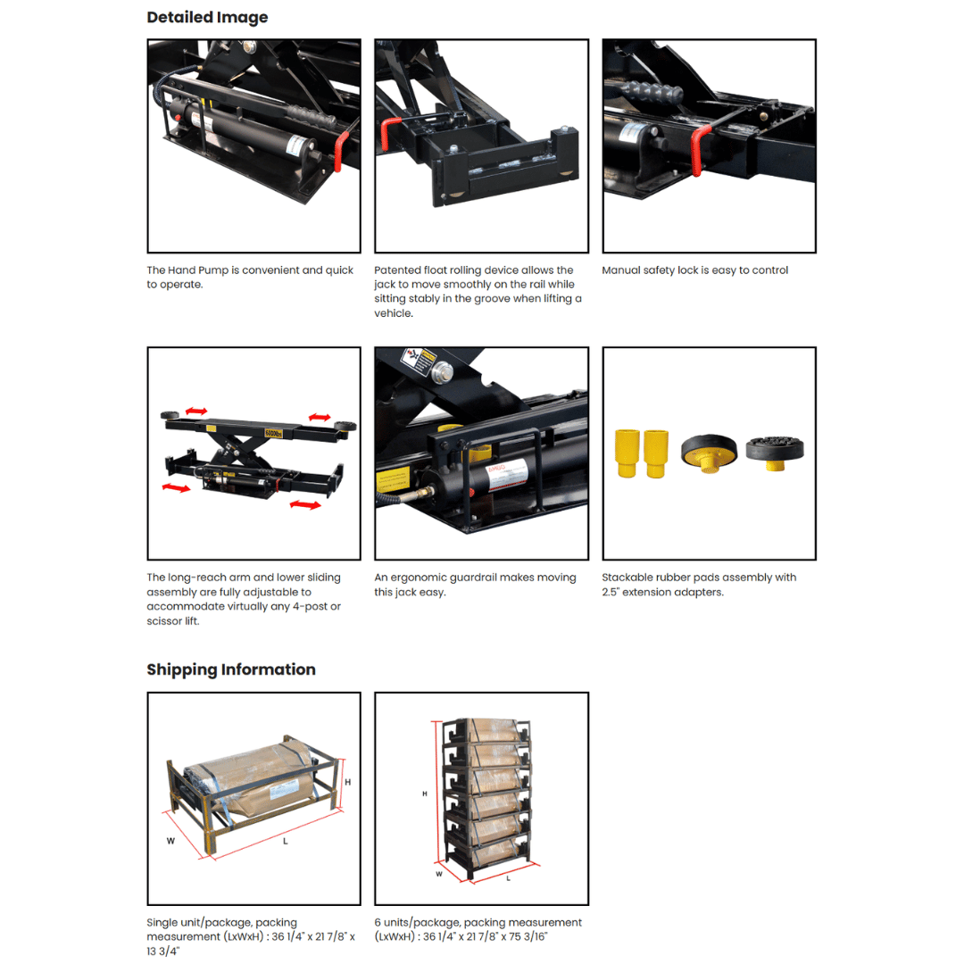AMGO RJ-6H Hand-Pump Rolling Jack – 6,000-lb Capacity