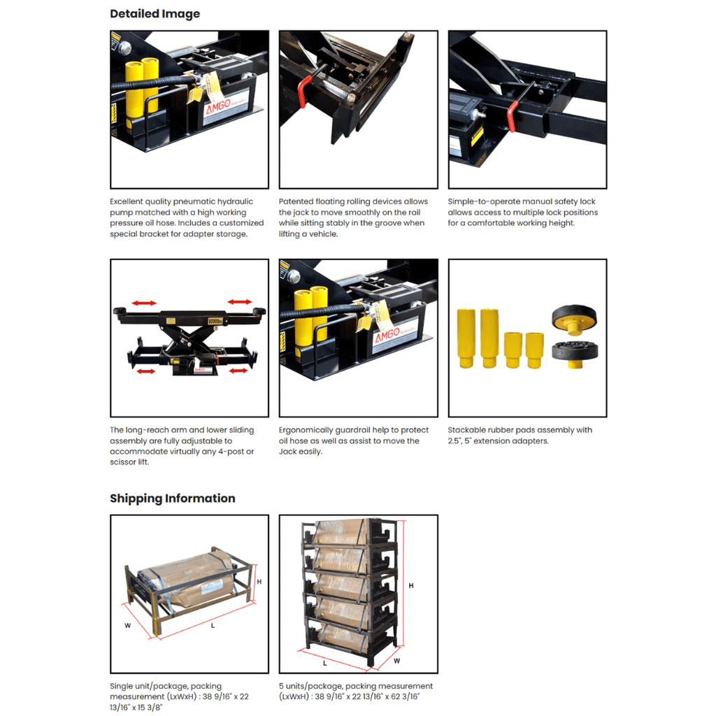 AMGO RJ-8A Pneumatic Rolling Jack – 8,000-lb Capacity