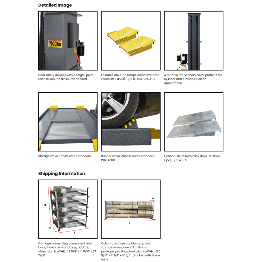 AMGO SPL-7 Single Post Parking Lift – 7,000-lb Capacity