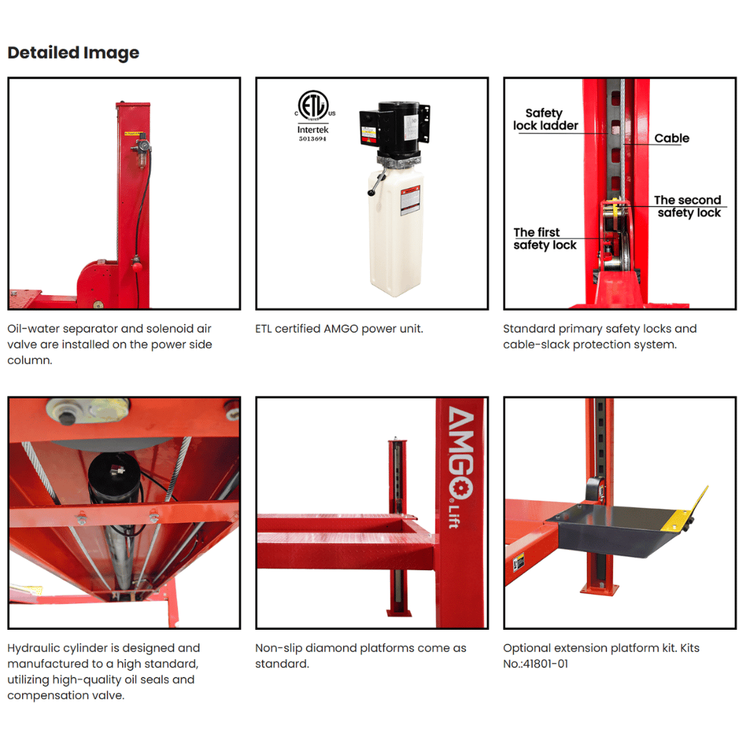 AMGO PRO-14 Four Post General Service Lift – 14,000-lb Capacity