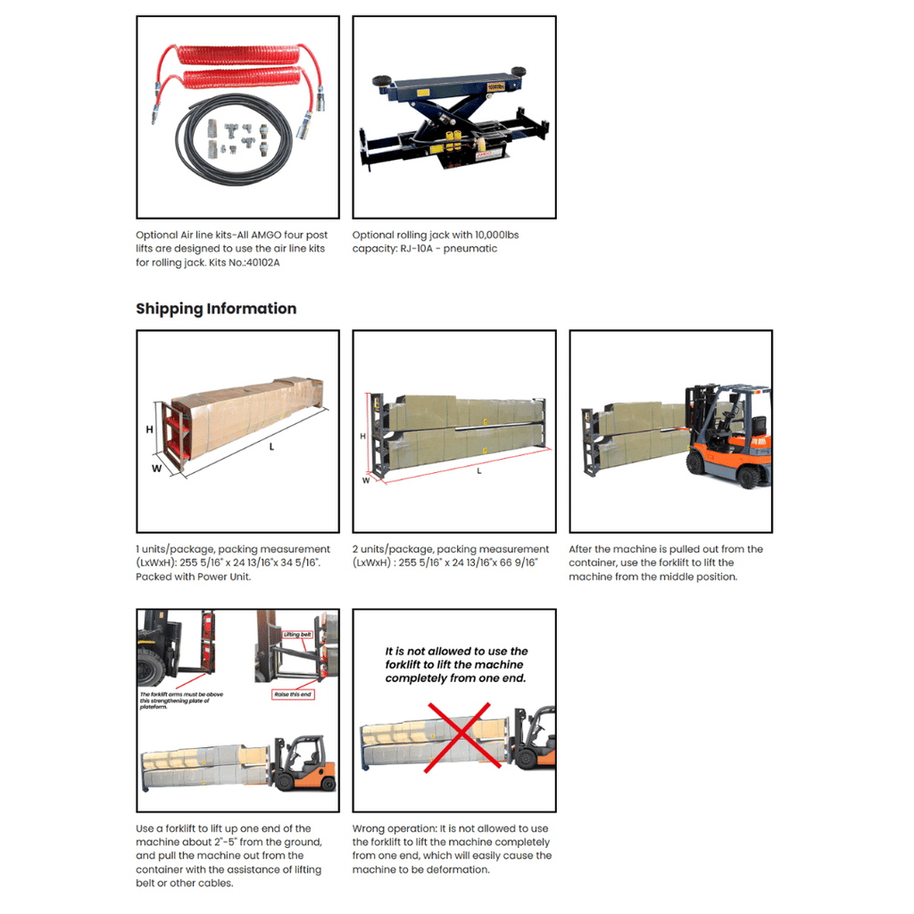 AMGO PRO-18A Alignment Four Post Lift – 18,000-lb Capacity
