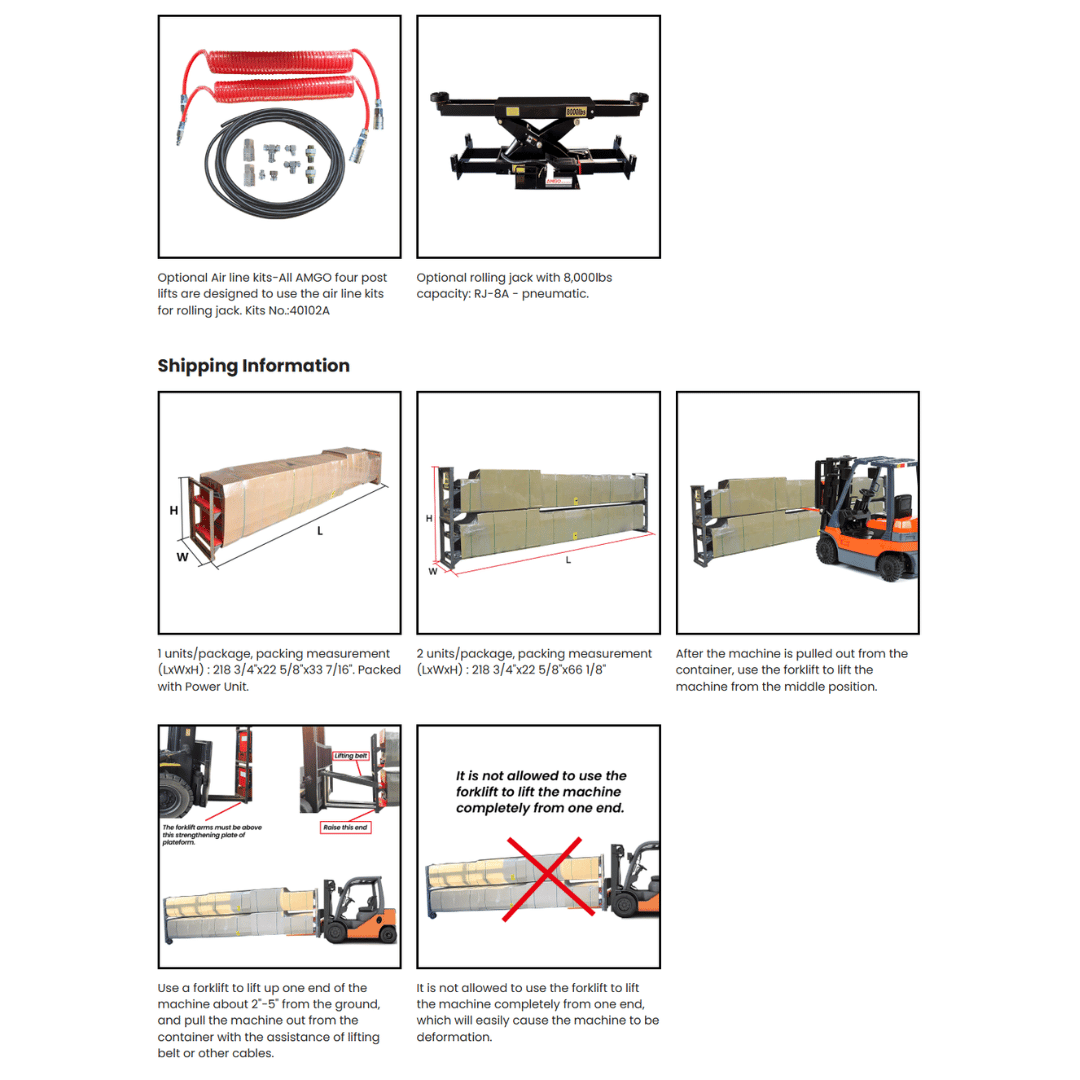 AMGO PRO-14AE Extra-Long Alignment Four Post Lift – 14,000-lb Capacity