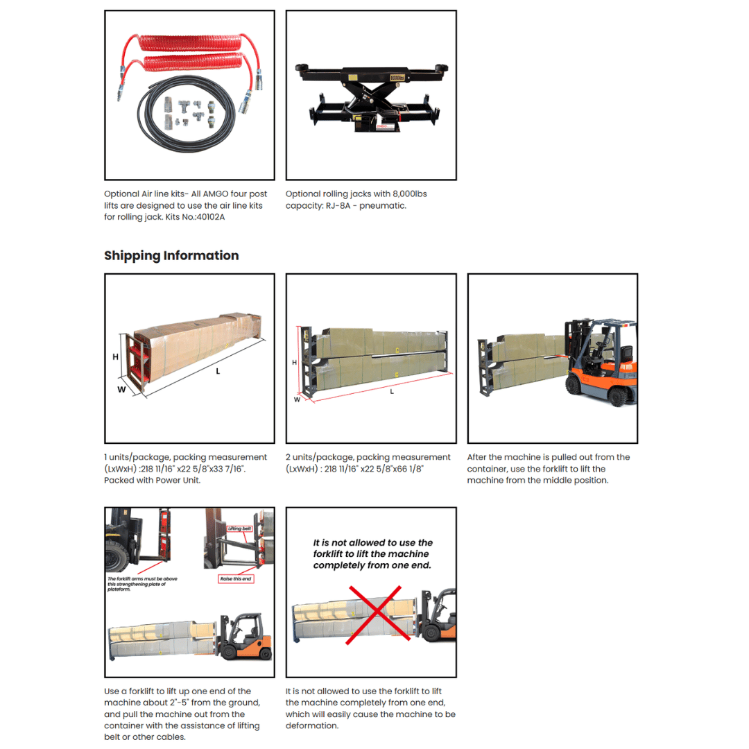 AMGO PRO-14 Four Post General Service Lift – 14,000-lb Capacity