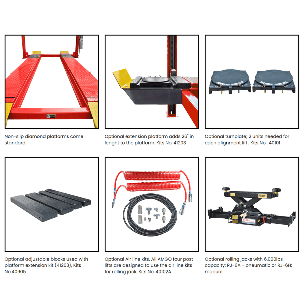 AMGO PRO-12A Alignment Four Post Lift – 12,000-lb Capacity