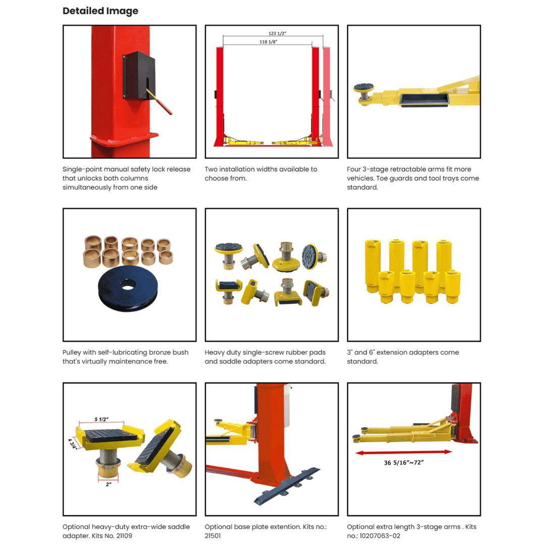 AMGO BP-12 Base Plate Two Post Lift – 12,000-lb Capacity