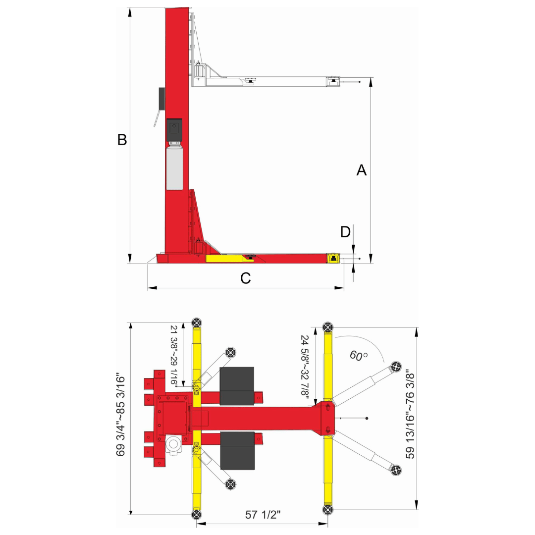 AMGO SL-7 7,000-lb. Capacity/Single Post Lift