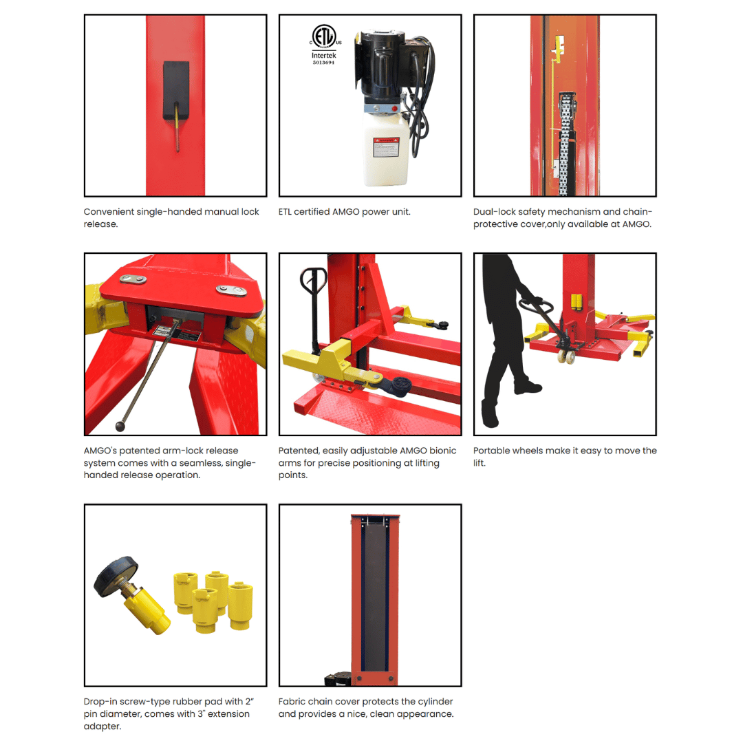 AMGO SML-7 Mobile Single Post Lift – 7,000-lb Capacity